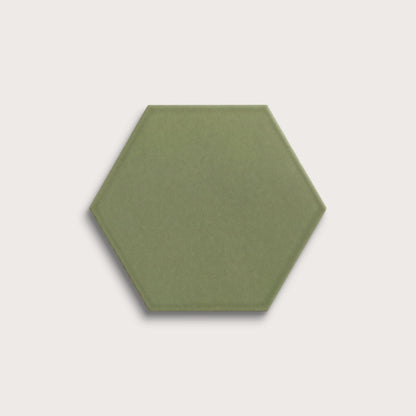 Cactus Green ceramic tile, 8 inch hex, matte finish