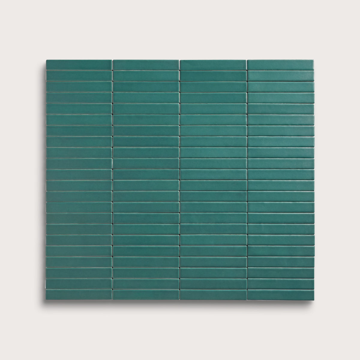 Cenote ceramic tile, 1 by 6 inch stacked mosaic, matte finish