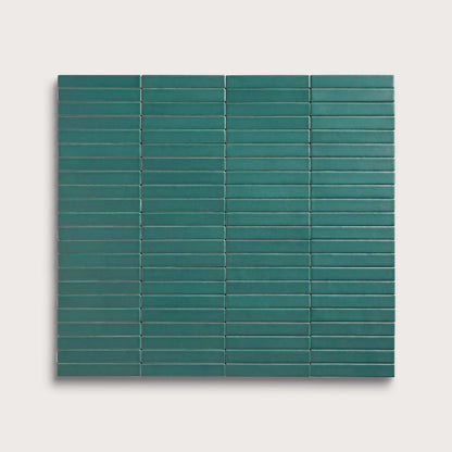 Cenote ceramic tile, 1 by 6 inch stacked mosaic, matte finish