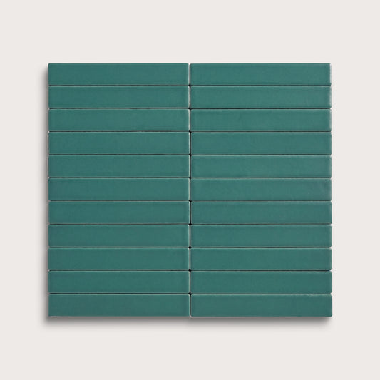 Cenote ceramic tile, 1 by 6 inch stacked mosaic, matte finish