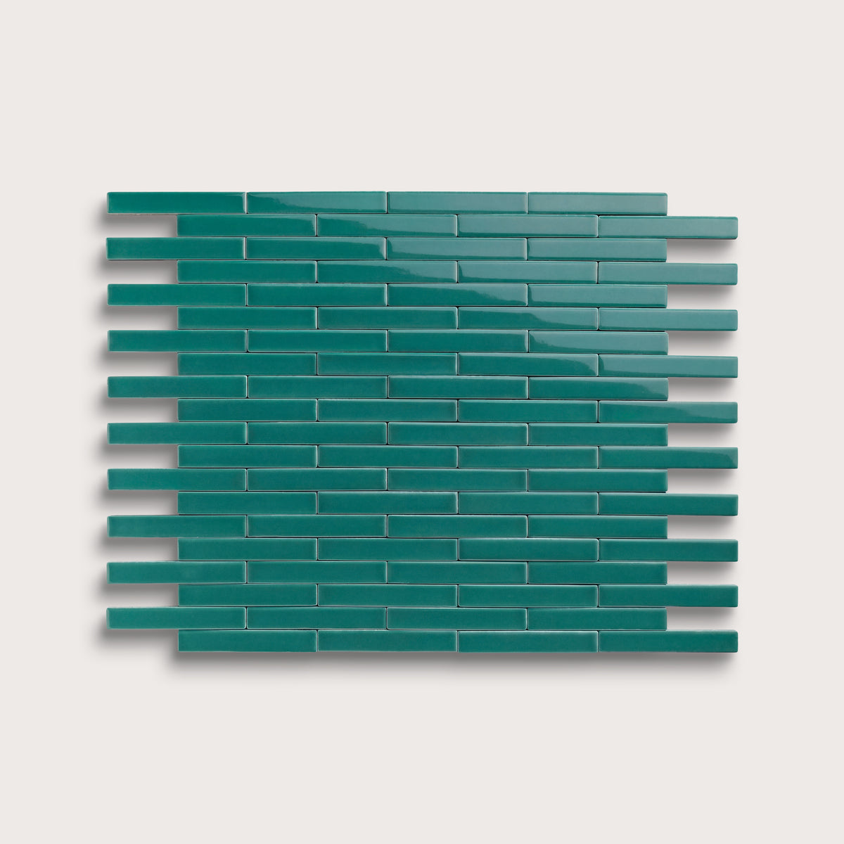 Cenote ceramic tile, 1 by 6 inch subway mosaic, gloss finish