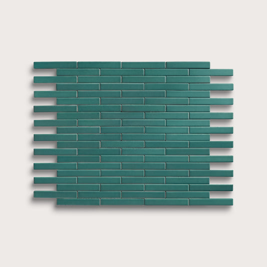Cenote ceramic tile, 1 by 6 inch subway mosaic, matte finish