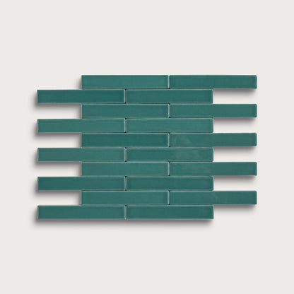 Cenote ceramic tile, 1 by 6 inch subway mosaic, matte finish