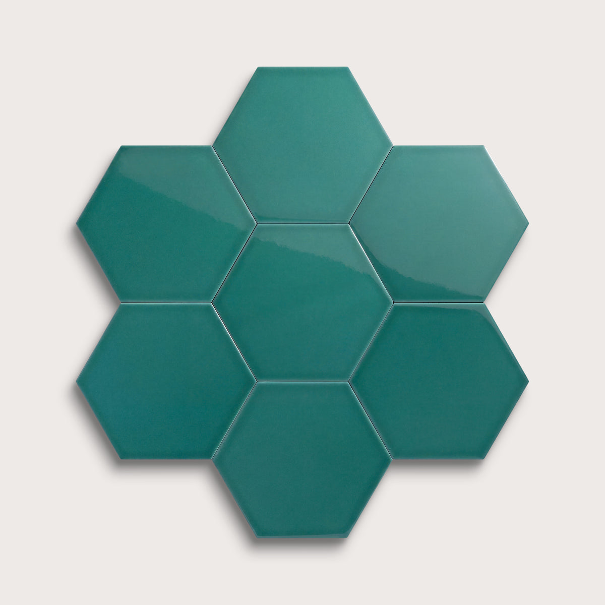Cenote ceramic tile, 8 inch hex, gloss finish