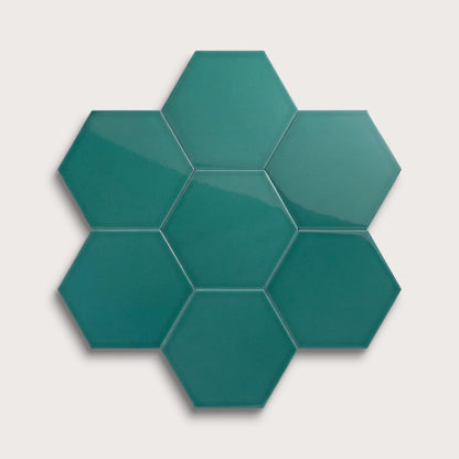 Cenote ceramic tile, 8 inch hex, gloss finish