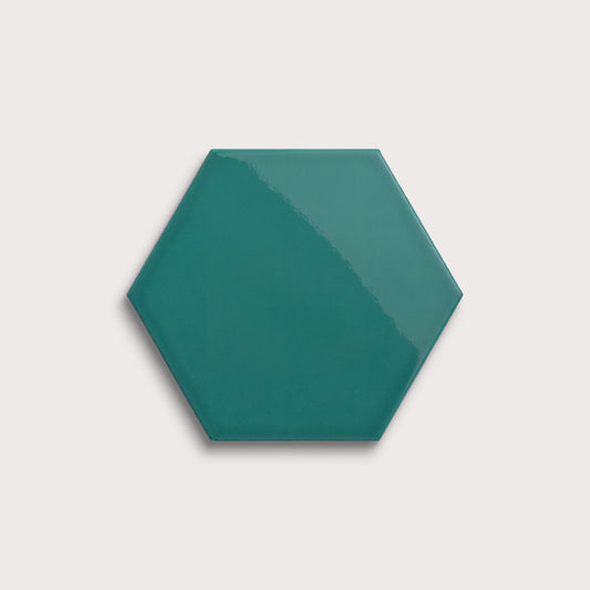 Cenote ceramic tile, 8 inch hex, gloss finish