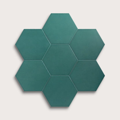 Cenote ceramic tile, 8 inch hex, matte finish