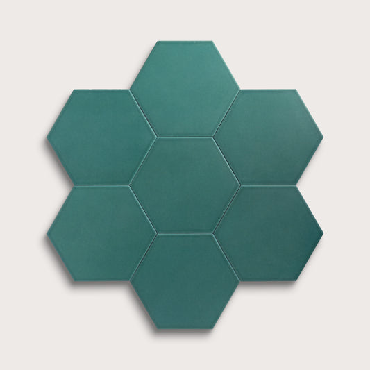 Cenote ceramic tile, 8 inch hex, matte finish