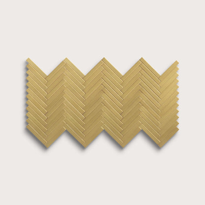 Citron ceramic tile, 1 by 6 inch herringbone mosaic, matte finish