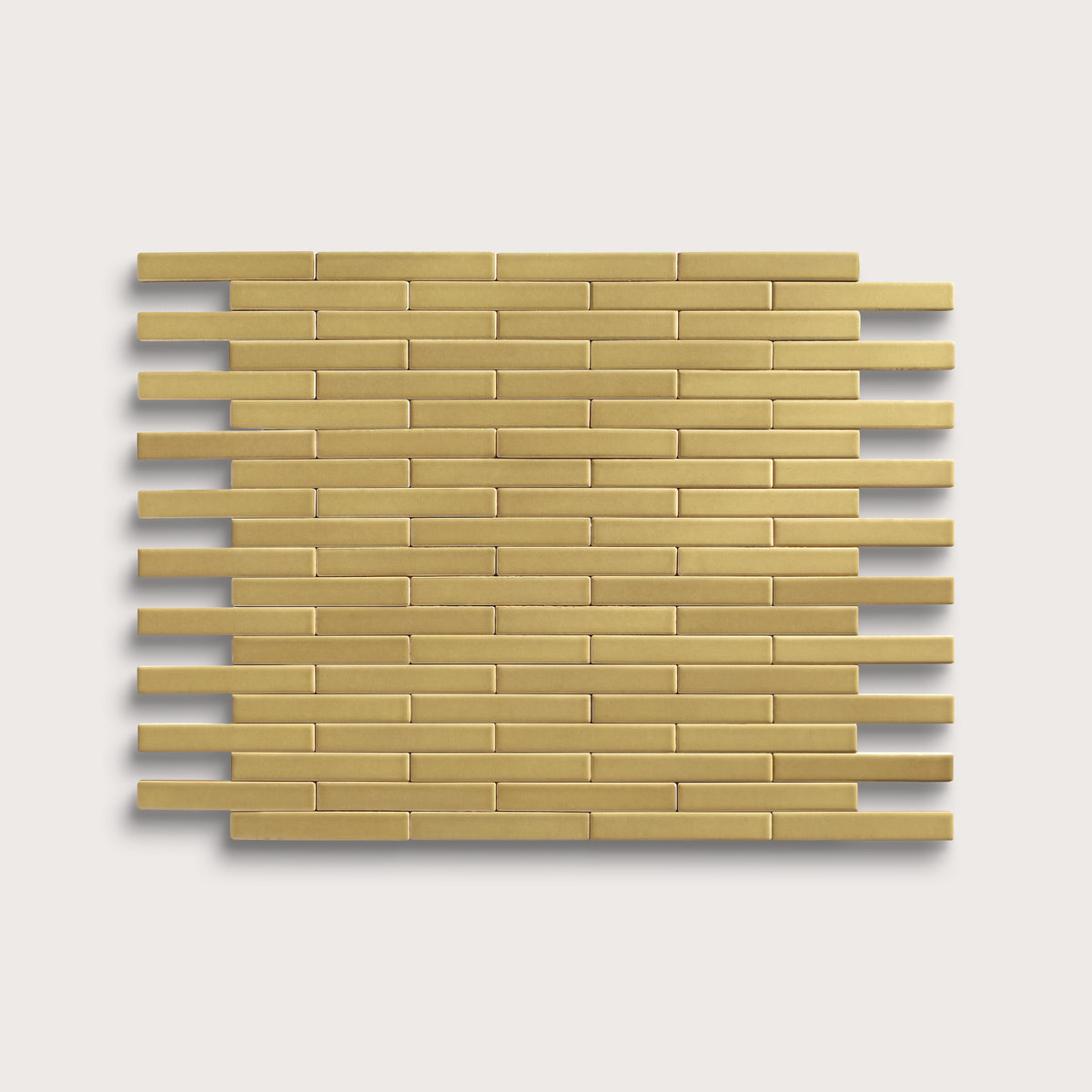 Citron ceramic tile, 1 by 6 inch subway mosaic, matte finish