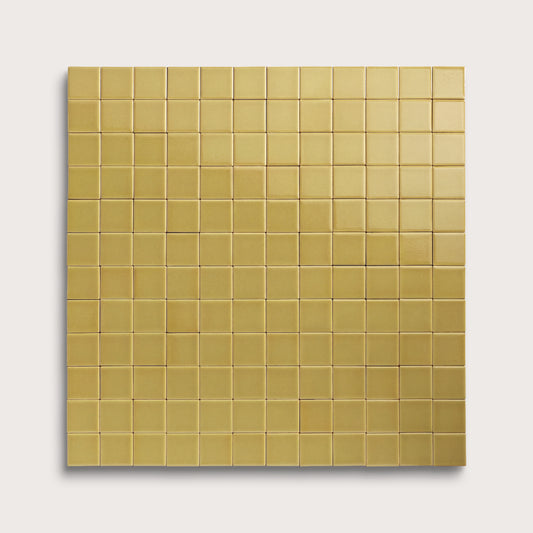 Citron ceramic tile, 2 by 2 inch mosaic, gloss finish