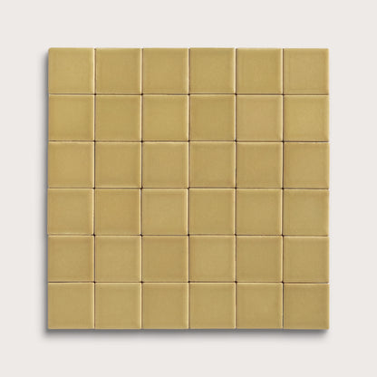 Citron ceramic tile, 2 by 2 inch mosaic, matte finish