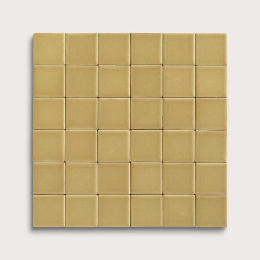 Citron ceramic tile, 2 by 2 inch mosaic, matte finish