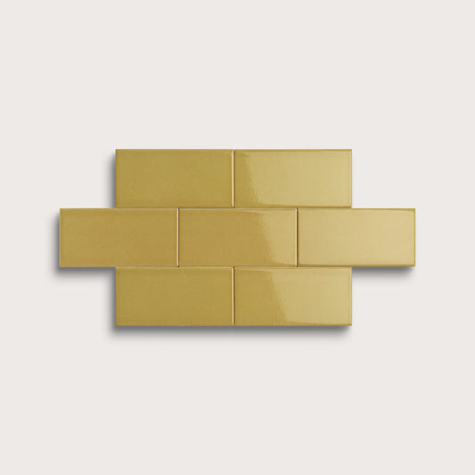Citron ceramic tile, 2 by 4 inches, gloss finish