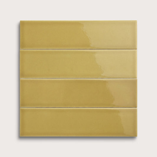Citron ceramic tile, 3 by 12 inches, gloss finish