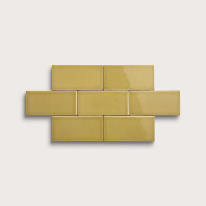 Citron ceramic tile, 3 by 6 inches, gloss finish