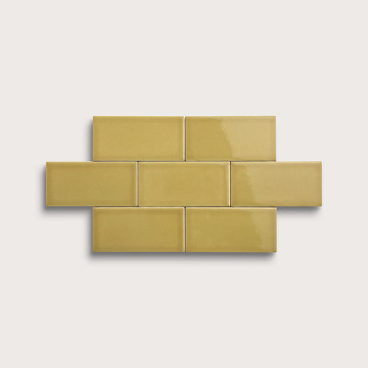 Citron ceramic tile, 3 by 6 inches, gloss finish