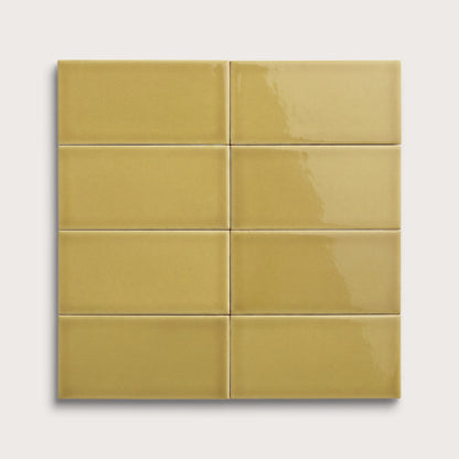Citron ceramic tile, 3 by 6 inches, gloss finish