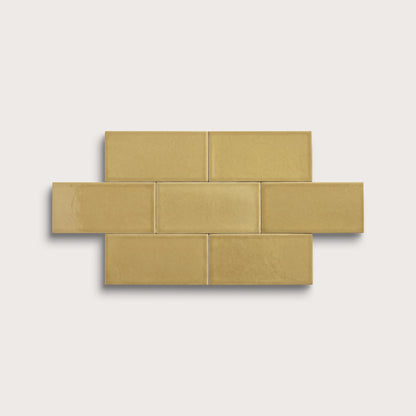 Citron ceramic tile, 3 by 6 inches, matte finish