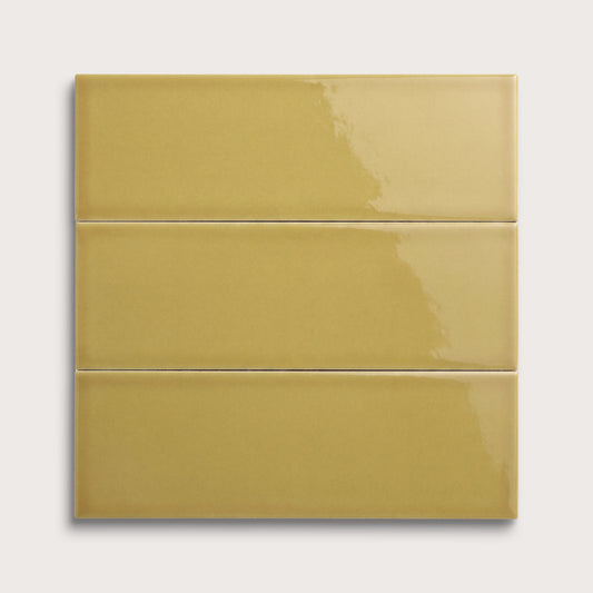 Citron ceramic tile, 4 by 12 inches, gloss finish