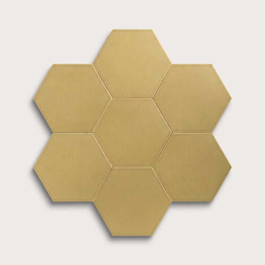Citron ceramic tile, 8 inch hex, matte finish