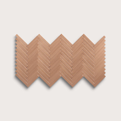 Clay ceramic tile, 1 by 6 inch herringbone mosaic, matte finish