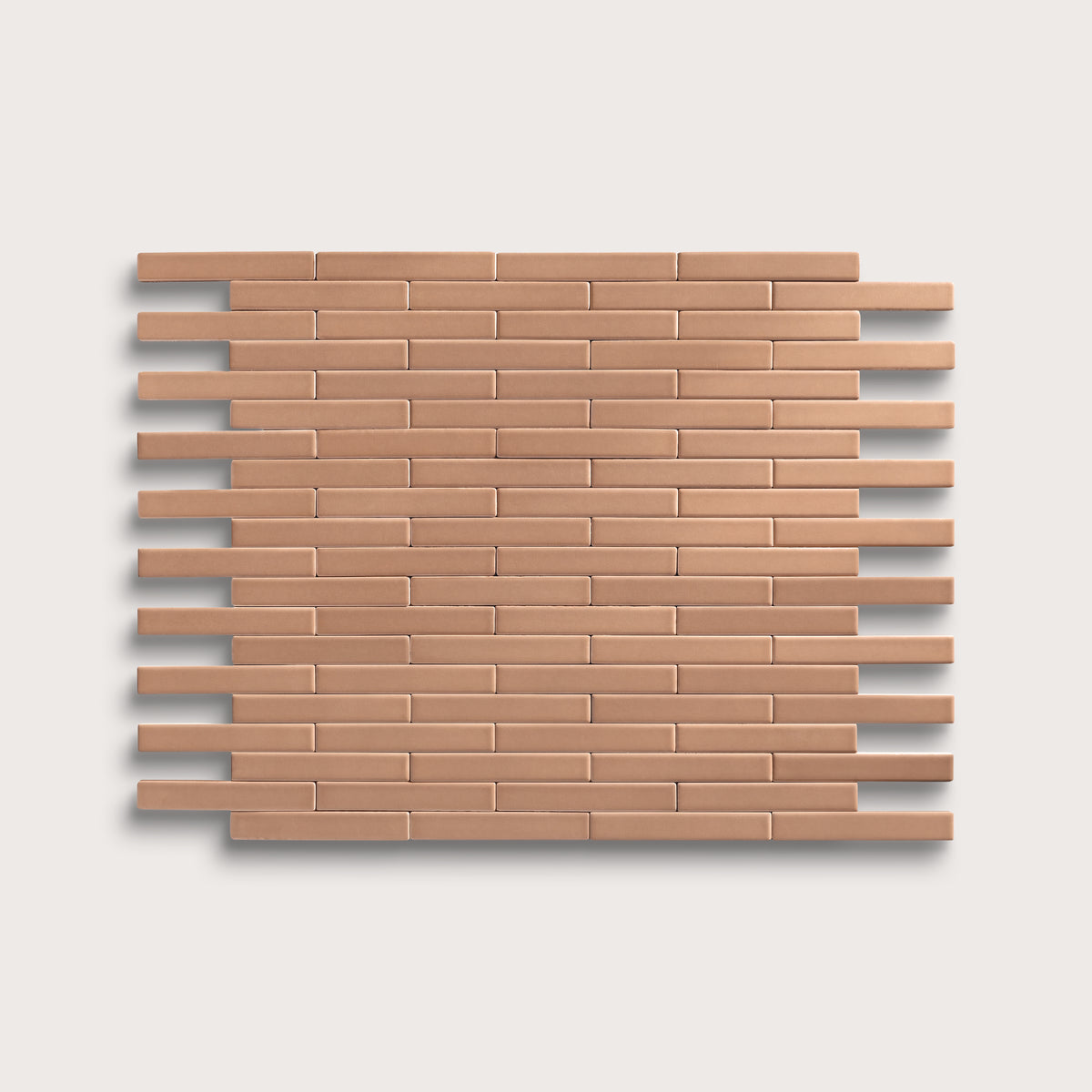 Clay ceramic tile, 1 by 6 inch subway mosaic, matte finish