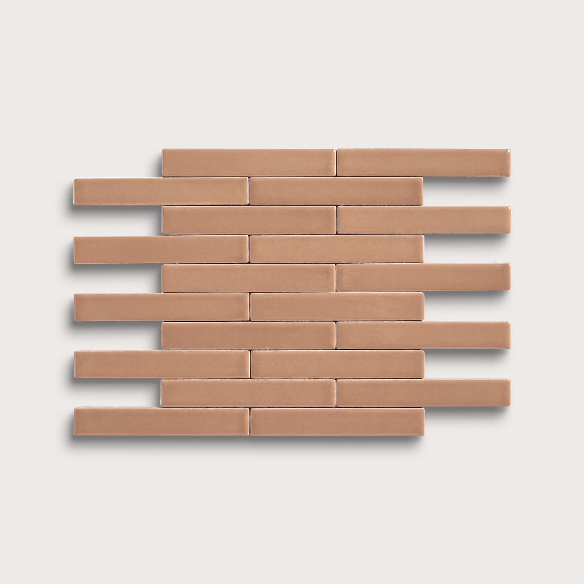 Clay ceramic tile, 1 by 6 inch subway mosaic, matte finish
