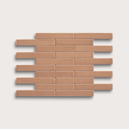 Clay ceramic tile, 1 by 6 inch subway mosaic, matte finish