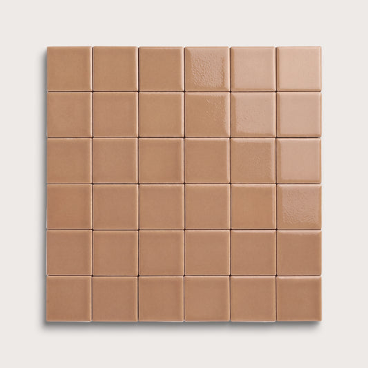 Clay ceramic tile, 2 by 2 inch mosaic, gloss finish