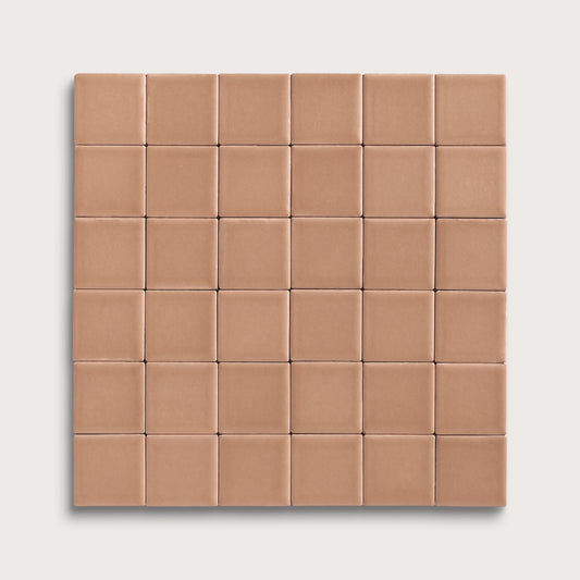 Clay ceramic tile, 2 by 2 inch mosaic, matte finish