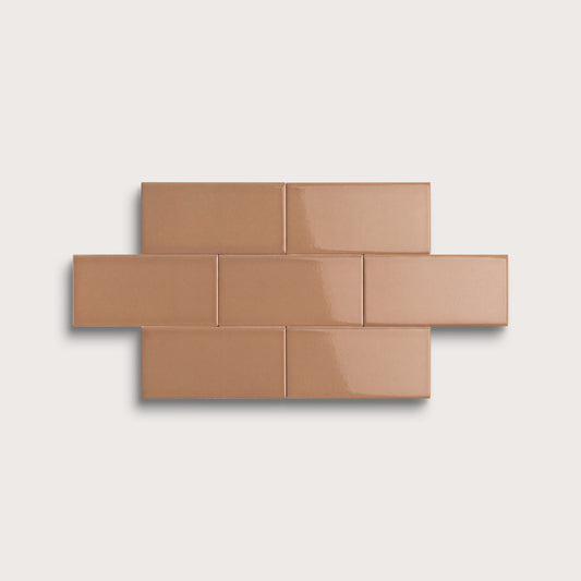 Clay ceramic tile, 2 by 4 inches, gloss finish