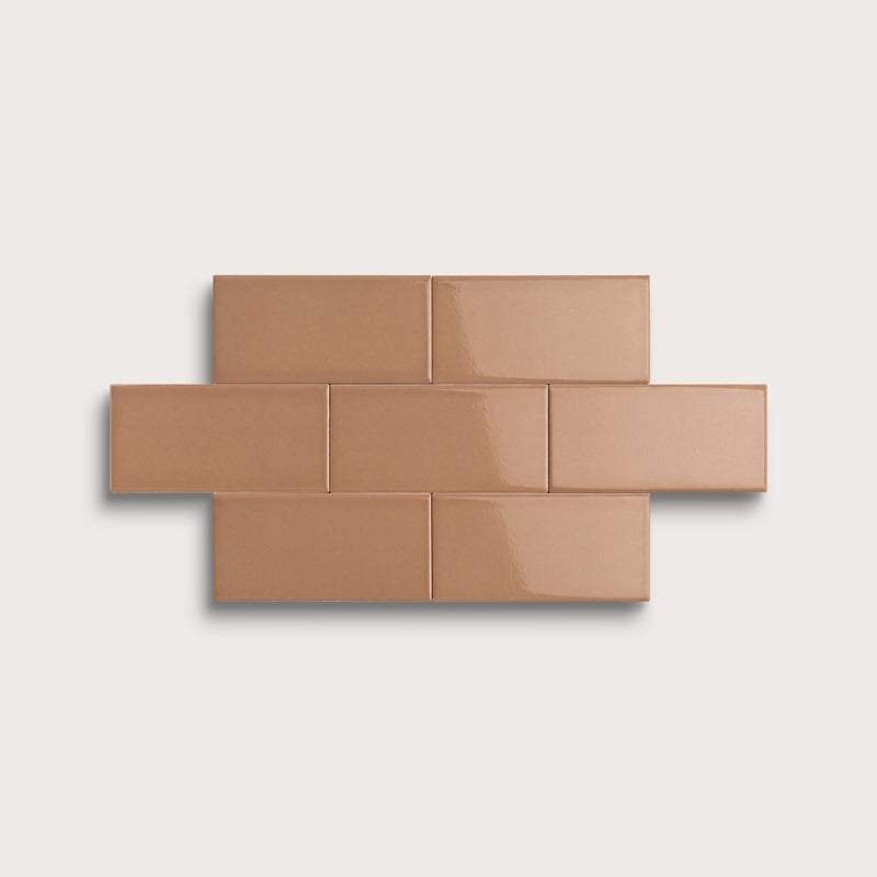 Clay ceramic tile, 2 by 4 inches, gloss finish