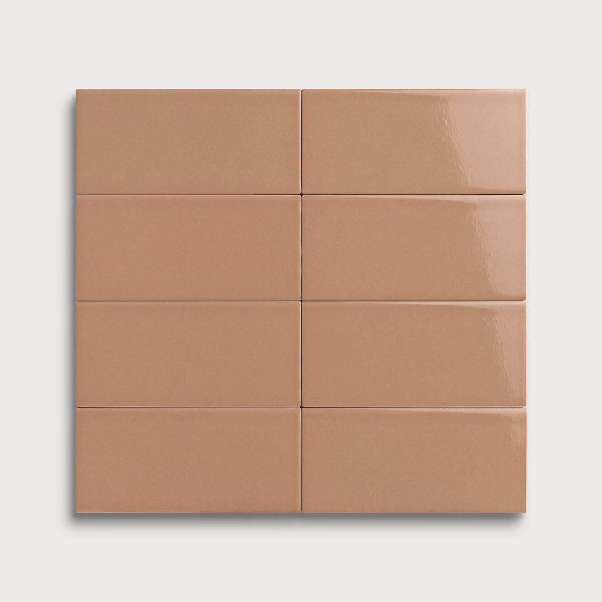 Clay ceramic tile, 2 by 4 inches, gloss finish