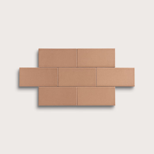 Clay ceramic tile, 2 by 4 inches, matte finish