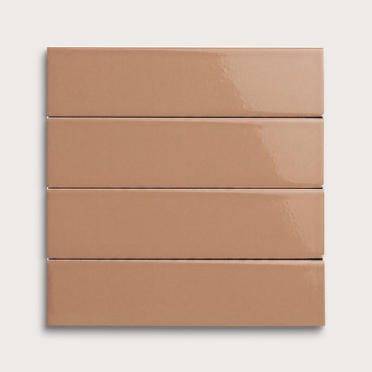 Clay ceramic tile, 2 by 8 inches, gloss finish