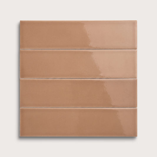 Clay ceramic tile, 3 by 12 inches, gloss finish
