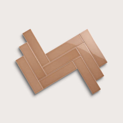 Clay ceramic tile, 3 by 12 inches, gloss finish