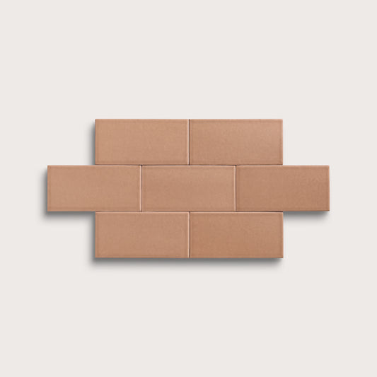 Clay ceramic tile, 3 by 6 inches, matte finish