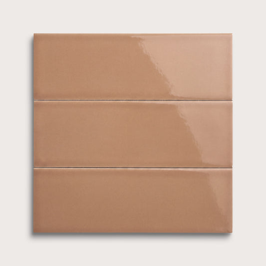Clay ceramic tile, 4 by 12 inches, gloss finish