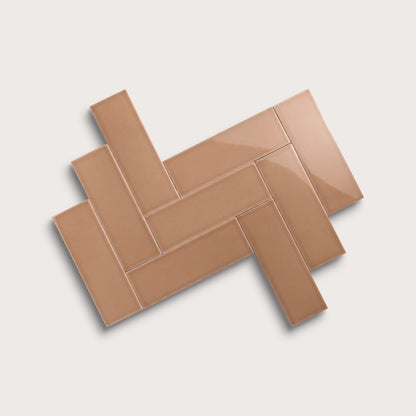 Clay ceramic tile, 4 by 12 inches, gloss finish
