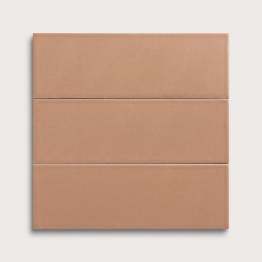 Clay ceramic tile, 4 by 12 inches, matte finish