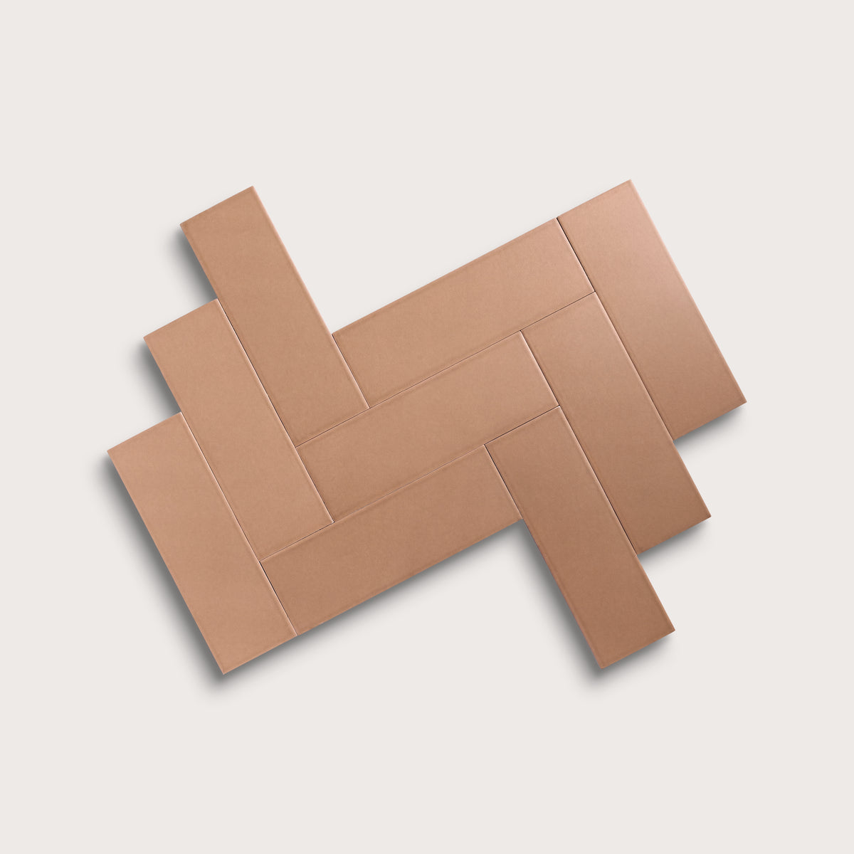 Clay ceramic tile, 4 by 12 inches, matte finish