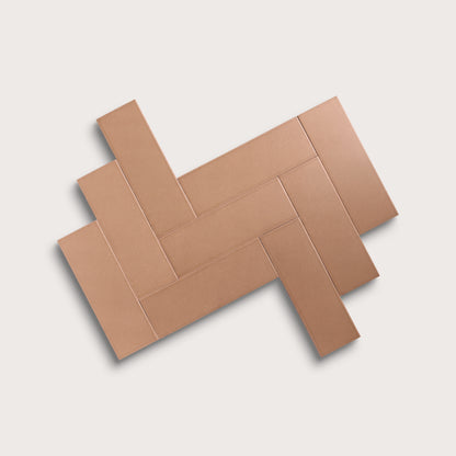 Clay ceramic tile, 4 by 12 inches, matte finish