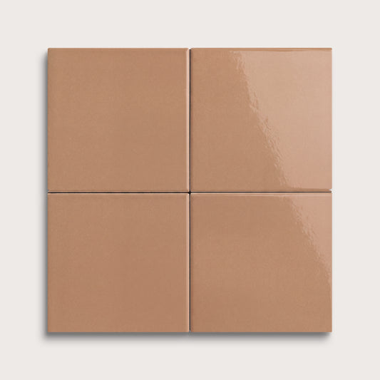 Clay ceramic tile, 4 by 4 inches, gloss finish