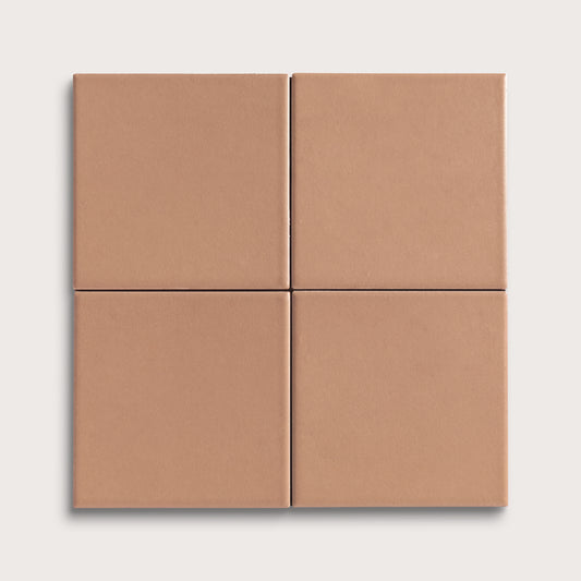 Clay ceramic tile, 4 by 4 inches, matte finish