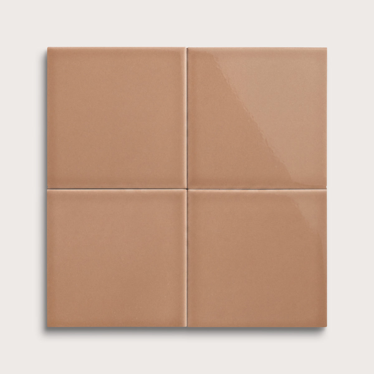 Clay ceramic tile, 6 by 6 inches, gloss finish