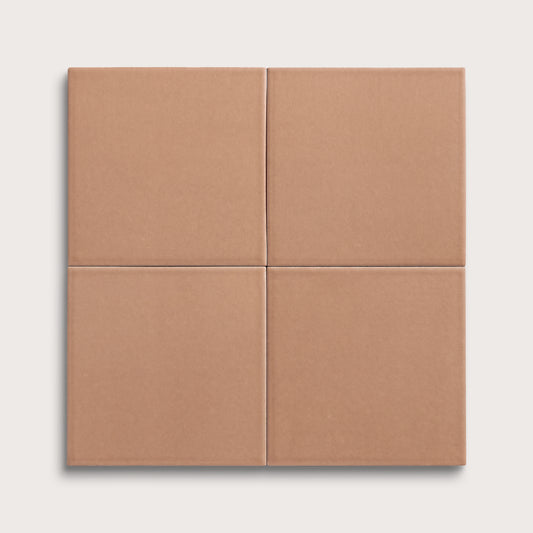 Clay ceramic tile, 6 by 6 inches, matte finish