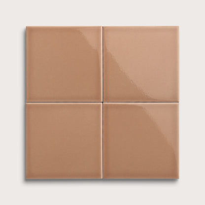 Clay ceramic tile, 8 by 8 inches, gloss finish
