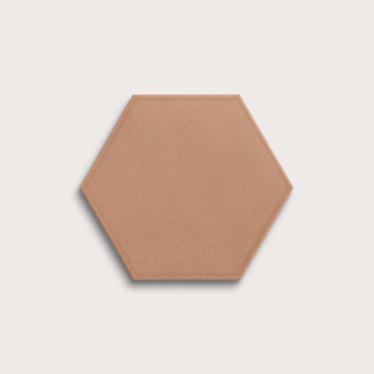 Clay ceramic tile, 8 inch hex, matte finish